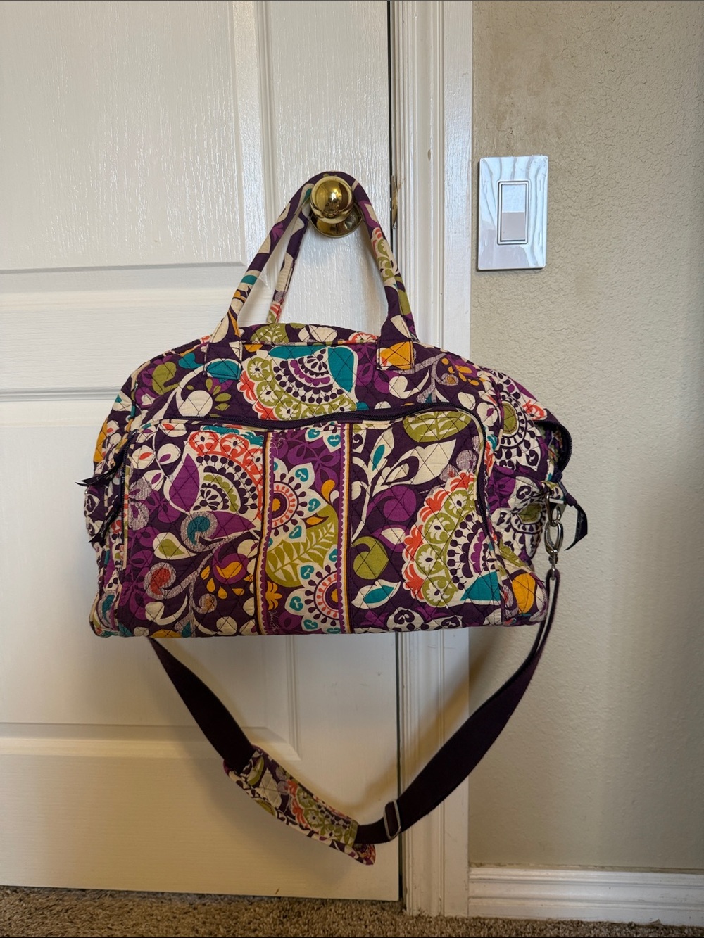 Vera Bradley Overnight or carry on bag. Gently used. Shoulder strap and pickets